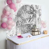 Lofaris Bow Balloon Bokeh Glitter Happy Birthday Backdrop